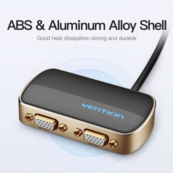 Спліттер 2 In 1 Out VGA-VGA Vention PVC M/2xF 1080P 60Hz gold-plated DBABF фото