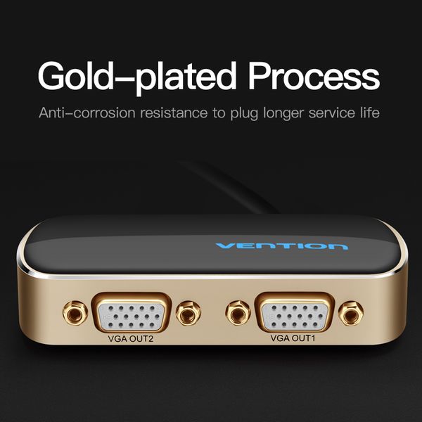 Сплиттер 2 In 1 Out VGA-VGA Vention PVC M/2xF 1080P 60Hz gold-plated DBABF фото