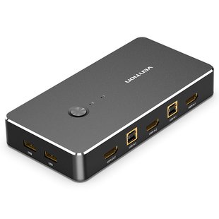 Сплиттер KVM 2 in 1 Out HDMI-HDMI Vention 4K 30Hz 4USB gold-plated AFRB0 фото