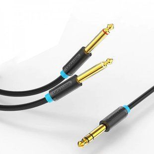 Кабель Audio 6.35мм-6.35мм Vention TRS M/2xM gold-plated BATBF фото