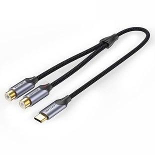 Кабель Audio Type-C-2RCA Vention M/2xF Cotton gold-plated BGVBF фото