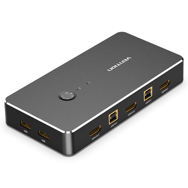 Сплиттер KVM 2 in 1 Out HDMI-HDMI Vention 4K 30Hz 4USB gold-plated AFRB0 фото