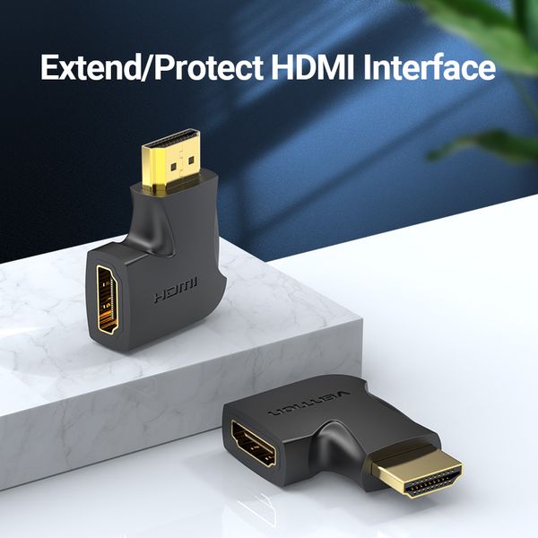 Адаптер HDMI-HDMI Vention F/M Left 270 F/M 4K 60Hz gold-plated Black (AIQBO) AIQBO фото