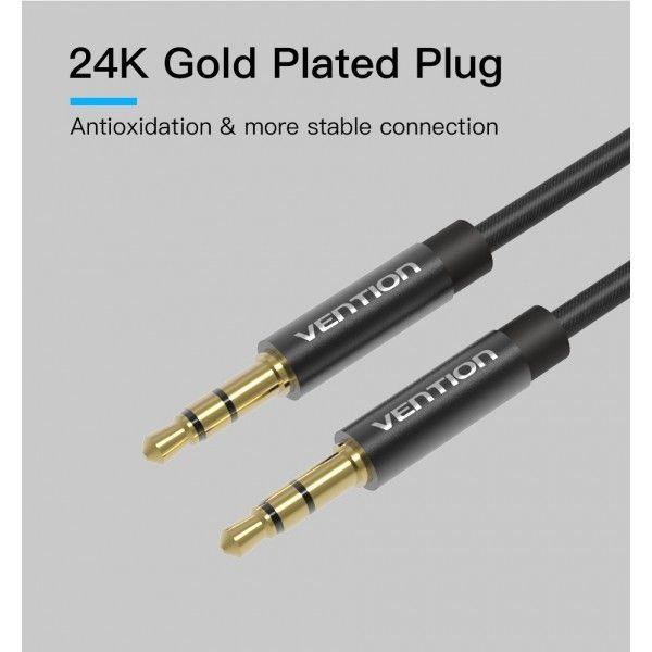 Кабель Audio Aux 3.5мм-3.5мм Vention F/F Fabric Braided gold-plated BAGBI фото