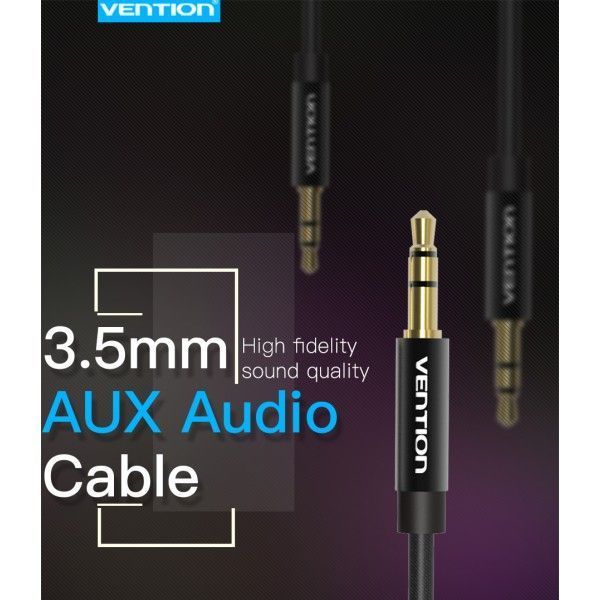 Кабель Audio Aux 3.5мм-3.5мм Vention F/F Fabric Braided gold-plated BAGBI фото
