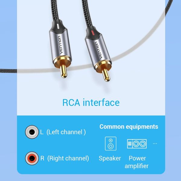 Кабель Audio Type-C-2RCA Vention M/2xM Cotton gold-plated BGUHD фото