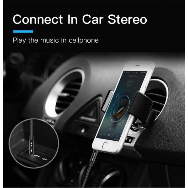 Кабель Audio Aux 3.5мм-3.5мм Vention F/F Fabric Braided gold-plated BAGBI фото