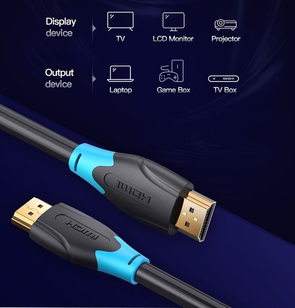 Кабель HDMI-HDMI v.1.4 Vention 4K 30Hz 10.2Gbps gold-plated AACBJ фото