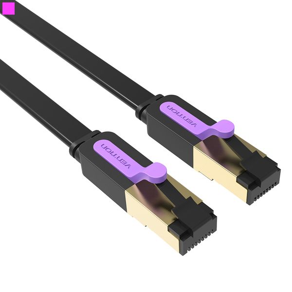 Патч-корд RJ45-RJ45 Vention LAN CAT7 SSTP 10Gbps 600MHz Copper PVC Flat 5m Black (ICDBJ) ICDBJ фото