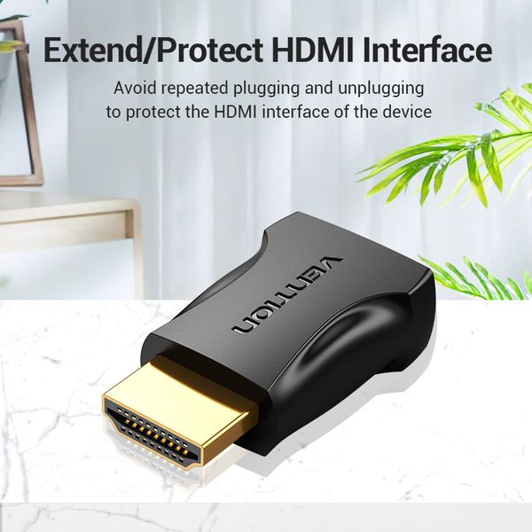 Адаптер HDMI-HDMI Vention F/M Straight 90 4K 60Hz gold-plated Black (AIMBO) AIMBO фото