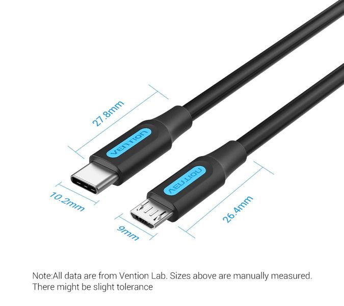 Кабель Type-C-MicroUSB Vention TPE Round 2A 480Mbps COVBD фото