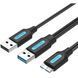 Кабель 2in1 USB-MicroUSB-B 3.0 Vention M/2xM PVC Round nickel-plated 3A 5Gbps, 1m