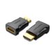 Адаптер HDMI-HDMI Vention F/M Straight 90 4K 60Hz gold-plated Black (AIMBO), Черный