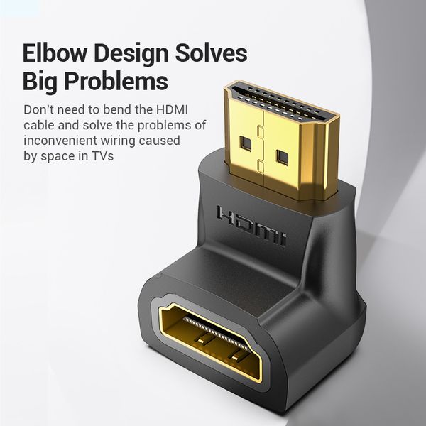 Адаптер HDMI-HDMI Vention F/M UP 90 F/M 4K 60Hz gold-plated Black (AIOBO) AIOBO фото