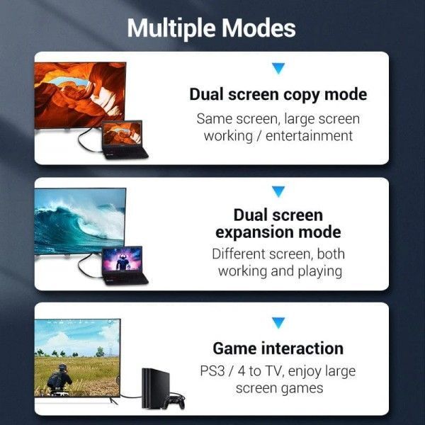 Кабель HDMI-HDMI v.2.0 Vention 4K 60Hz 18Gbps 30AWG PVC Flat Design AAKBG фото