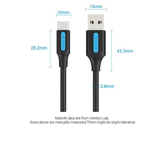 Кабель USB-Type-C Vention PVC nickel-plated 3A 480Mbps COKBF фото