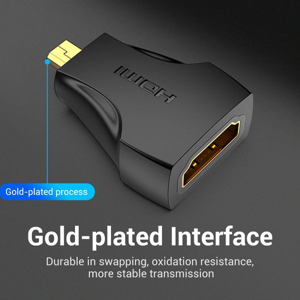 Адаптер HDMI-microHDMI Vention F/M 1080P 60Hz Upgraded gold-plated Black (AITBO) AITBO фото