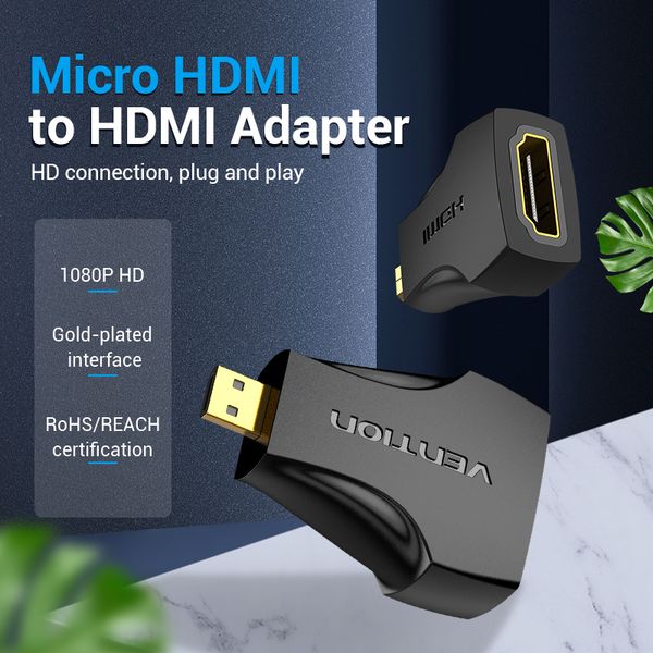 Адаптер HDMI-microHDMI Vention F/M 1080P 60Hz Upgraded gold-plated Black (AITBO) AITBO фото