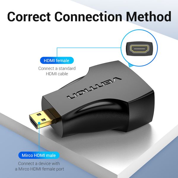 Адаптер HDMI-microHDMI Vention F/M 1080P 60Hz Upgraded gold-plated Black (AITBO) AITBO фото