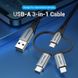 Кабель 3 в 1 USB-MicroUSB-Type-C-Lightning Vention TPE Nylon MFi C89 2А 480Mbps nickel-plated, 0.5m