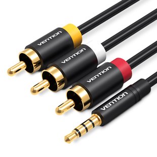 Кабель Audio 3.5мм-3RCA Vention F/F 24К gold-plated Aluminum Shell VAB-R07-B200 фото