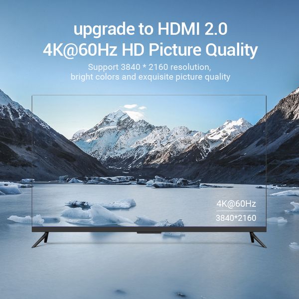 Спліттер Video 3 In 1 HDMI-HDMI v.2.0 Vention F/3xF 4k 60Hz (Support: 20m HDR 3D) gold-plated AFOH0 фото