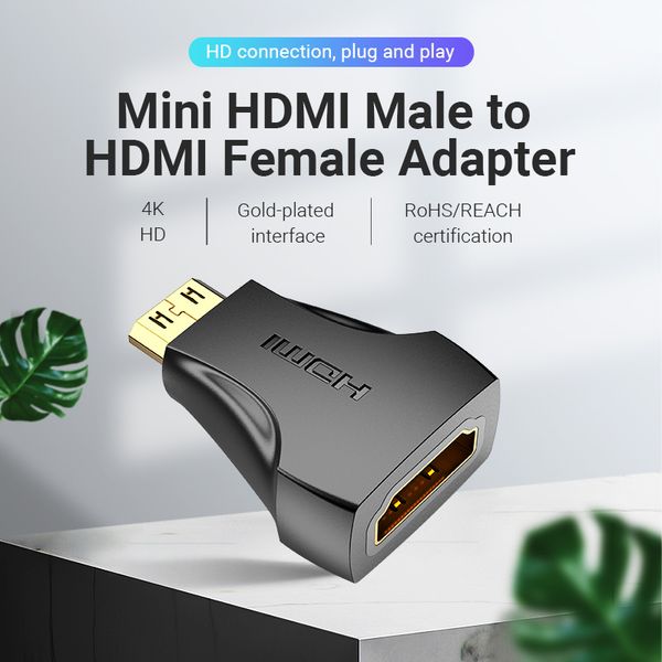 Адаптер HDMI-miniHDMI Vention 4K 30Hz 3D Visual Effects Upgraded gold-plated Black (AISBO) AISBO фото