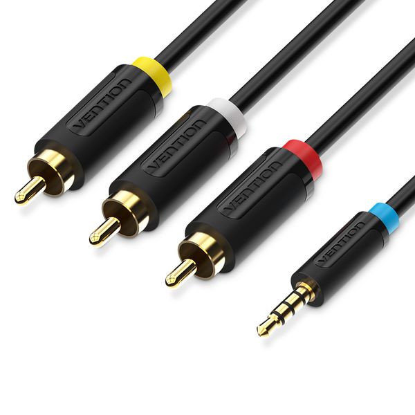 Кабель Audio 3.5мм-3RCA Vention F/F 24К gold-plated PVC Shell BCBBG фото