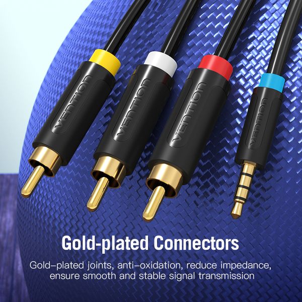 Кабель Audio 3.5мм-3RCA Vention F/F 24К gold-plated PVC Shell BCBBG фото