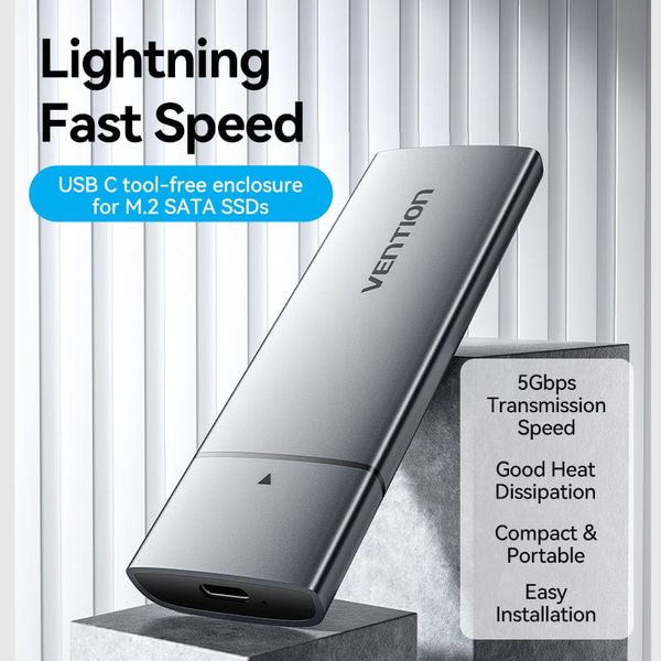 Зовнішня кишеня Vention для M.2 NGFF SSD USB 3.1 Gen 1-C Silver (KPEH0) KPEH0 фото