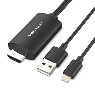 Адаптер HDMI-USB-Lightning MHL Vention v.1.4 Apple 3m Black (CEJBI) CEJBI фото