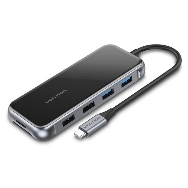 USB HUB Vention 10 в 1 Type-C-HDMI-RJ45-VGA-USB-PD TF SD 4USB 3.0 87W 4K 30Hz TFGHB фото