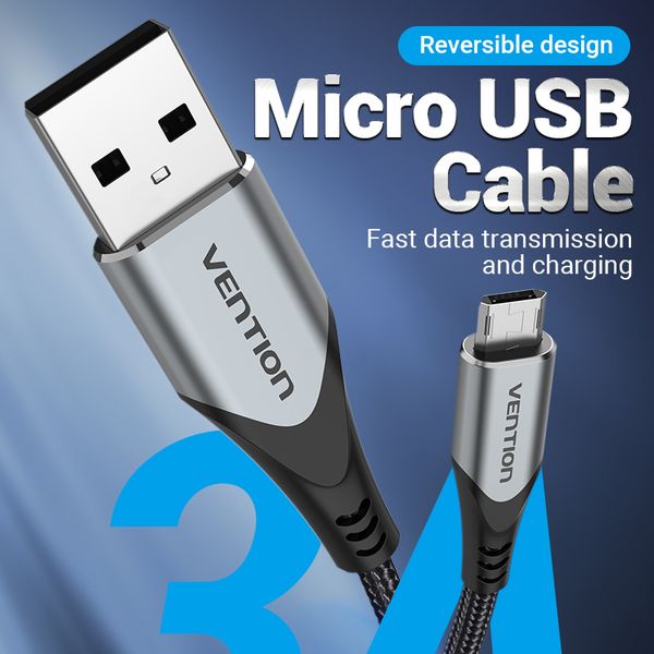 Кабель USB-MicroUSB Reversible Vention TPE Nylon 3A 480Mbps nickel-plated COCHC фото