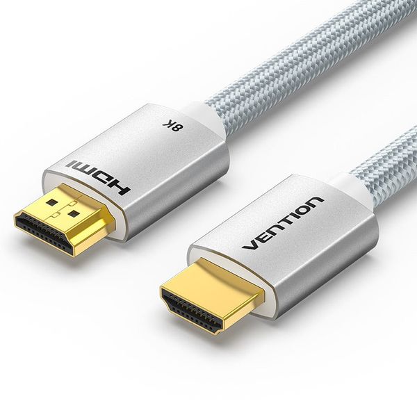 Кабель Vention HDMI-HDMI V2.1 (M/M) Cotton Braided 8K 60Hz 4K 120Hz 48Gbps Silver  ALCIF фото