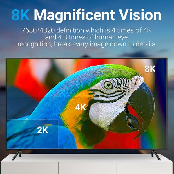 Кабель Vention HDMI-HDMI V2.1 (M/M) Cotton Braided 8K 60Hz 4K 120Hz 48Gbps Silver  ALCIF фото