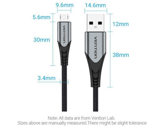 Кабель USB-MicroUSB Reversible Vention TPE Nylon 3A 480Mbps nickel-plated COCHC фото