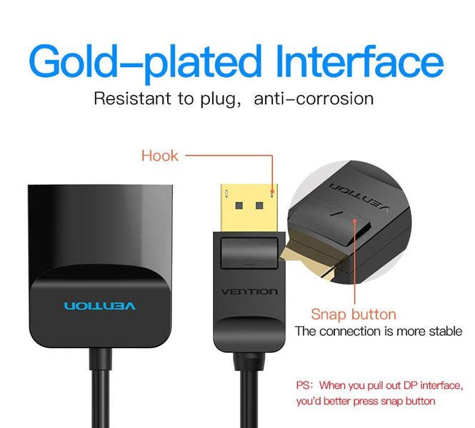 Адаптер Vention DisplayPort-HDMI 4K 30Hz Black HBGBB фото