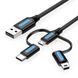 Кабель 3 в 1 USB-MicroUSB-Type-C-MiniUSB Vention PVC 2А 480Mbps nickel-plated, 0.5m