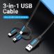 Кабель 3 в 1 USB-MicroUSB-Type-C-MiniUSB Vention PVC 2А 480Mbps nickel-plated, 0.5m