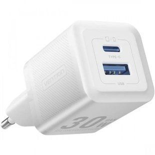 Зарядний пристрій Vention 2xUSB 30W (USB-A/USB-C) + USB-C cable М-М TZ-FEQW0-EU-01 фото