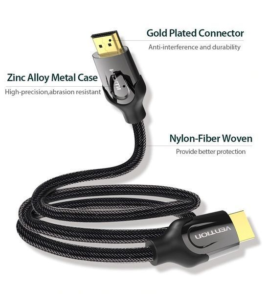 Кабель HDMI-HDMI v.2.0 Vention 4K 60Hz 18Gbps Nylon Braided VAA-B05-B300 фото