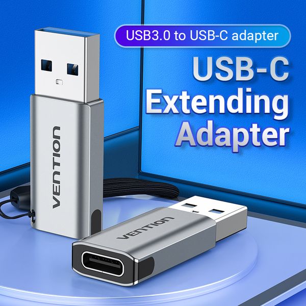 Адаптер Type-C-USB 3.0 Vention AluminIum nickel-plated M/F 5Gbps 3A Gray (CDPH0) CDPH0 фото