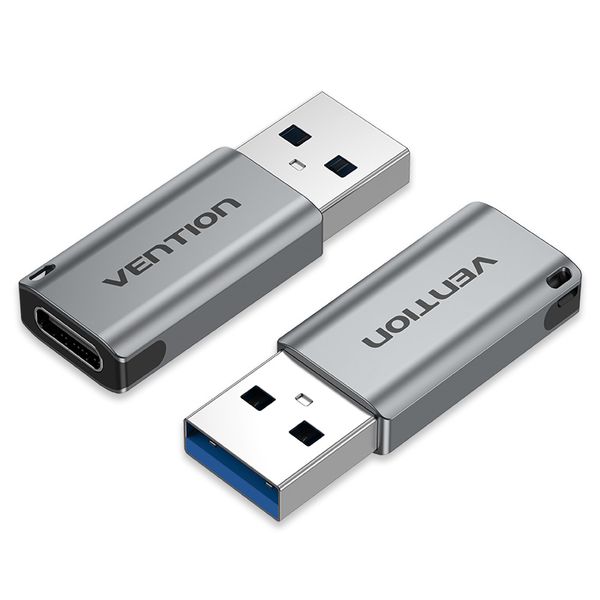 Адаптер Type-C-USB 3.0 Vention AluminIum nickel-plated M/F 5Gbps 3A Gray (CDPH0) CDPH0 фото