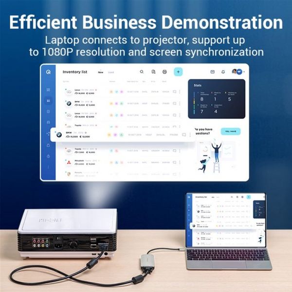 USB HUB 6 в 1 Vention Type-C-HDMI-VGA-USB 3USB 3.0 1Type-C 3.1 PD 100W 4K 30Hz 5Gbps TOIHB фото