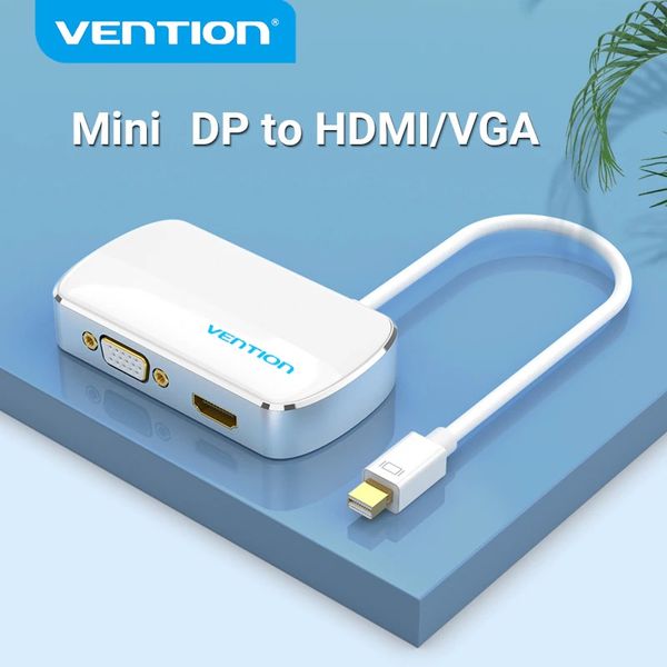 Адаптер 2 In 1 MiniDisplayPort-HDMI-VGA Vention M/2xF 4k 30Hz gold-plated 0.15m White (HBBWB) HBBWB фото