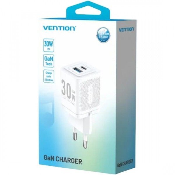 Зарядний пристрій Vention 2xUSB 30W (USB-A/USB-C) + USB-C cable М-М TZ-FEQW0-EU-01 фото
