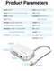 Адаптер 2 In 1 MiniDisplayPort-HDMI-VGA Vention M/2xF 4k 30Hz gold-plated 0.15m White (HBBWB), 0.15m, Білий