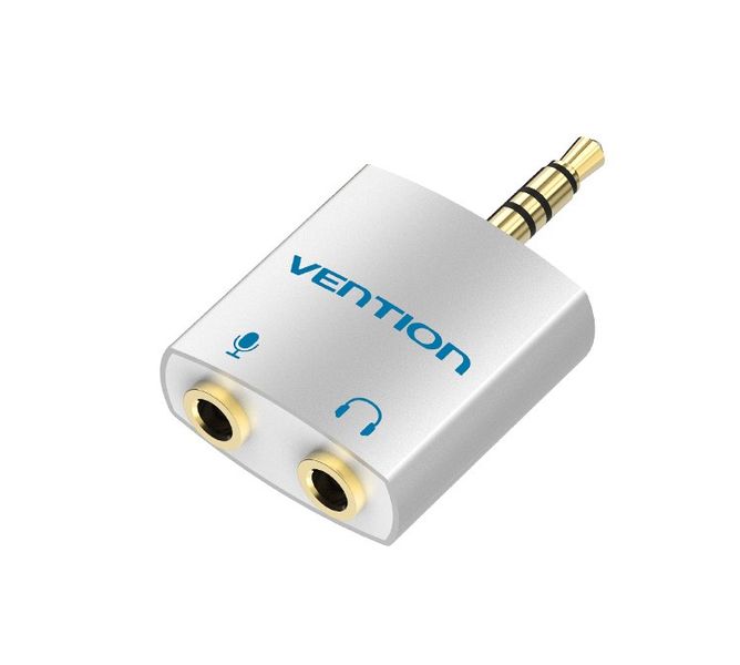 Адаптер Audio 3.5мм-3.5мм Vention M/2xF mic+earphone gold-plated BDBW0 фото