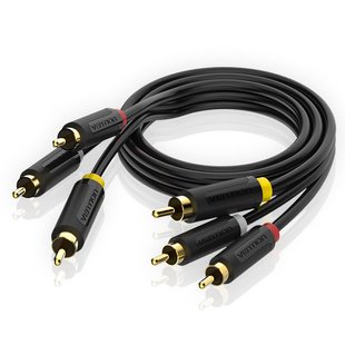 Кабель Audio 3RCA-3RCA F/F Vention 24К gold-plated 26 AWG BCABF фото