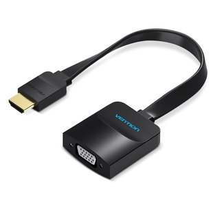 Адаптер HDMI-VGA v.1.4 Vention 0.2m Flat зі звуком та живленням Black (ACKBB) ACKBB фото